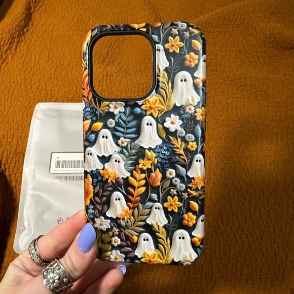 Hide and Go Spook Clay Ghosts in Flowers Halloween IPhone 14 Pro Magsafe Case - Picture 4 of 11